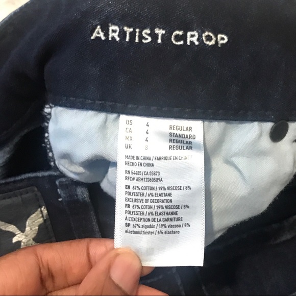American Eagle Artist Crop Ripped Jeans Dark Wash - Picture 8 of 8